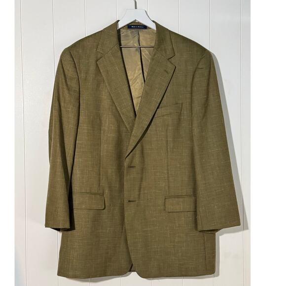 Alan Flusser · 44L · Mens Sport Coat · Bermuda Breeze · Brown Wool Silk Linen